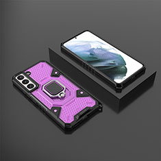 Custodia Silicone e Plastica Opaca Cover con Magnetico Anello Supporto S03 per Samsung Galaxy S22 Plus 5G Viola