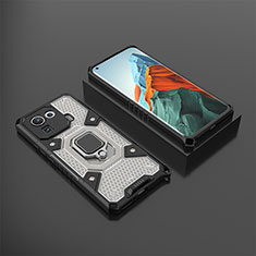 Custodia Silicone e Plastica Opaca Cover con Magnetico Anello Supporto S03 per Xiaomi Mi 11 Pro 5G Nero