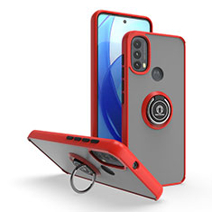 Custodia Silicone e Plastica Opaca Cover con Magnetico Anello Supporto S04 per Motorola Moto E20 Rosso
