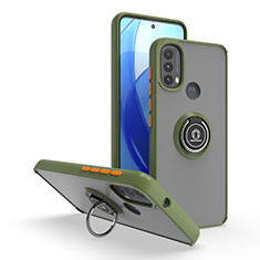 Custodia Silicone e Plastica Opaca Cover con Magnetico Anello Supporto S04 per Motorola Moto E20 Verde
