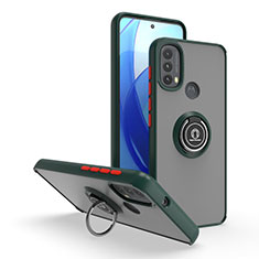 Custodia Silicone e Plastica Opaca Cover con Magnetico Anello Supporto S04 per Motorola Moto E30 Verde Notte