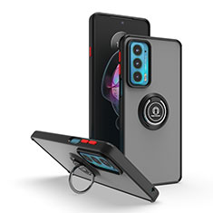 Custodia Silicone e Plastica Opaca Cover con Magnetico Anello Supporto S04 per Motorola Moto Edge 20 5G Rosso e Nero