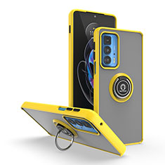 Custodia Silicone e Plastica Opaca Cover con Magnetico Anello Supporto S04 per Motorola Moto Edge 20 Pro 5G Giallo