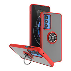 Custodia Silicone e Plastica Opaca Cover con Magnetico Anello Supporto S04 per Motorola Moto Edge 20 Pro 5G Rosso