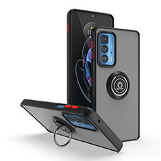 Custodia Silicone e Plastica Opaca Cover con Magnetico Anello Supporto S04 per Motorola Moto Edge 20 Pro 5G Rosso e Nero