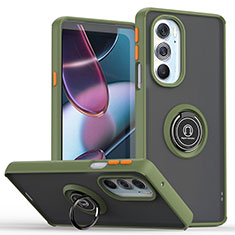 Custodia Silicone e Plastica Opaca Cover con Magnetico Anello Supporto S04 per Motorola Moto Edge 30 Pro 5G Verde