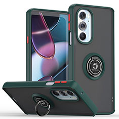 Custodia Silicone e Plastica Opaca Cover con Magnetico Anello Supporto S04 per Motorola Moto Edge 30 Pro 5G Verde Notte