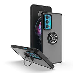Custodia Silicone e Plastica Opaca Cover con Magnetico Anello Supporto S04 per Motorola Moto Edge Lite 5G Nero