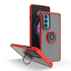 Custodia Silicone e Plastica Opaca Cover con Magnetico Anello Supporto S04 per Motorola Moto Edge Lite 5G Rosso