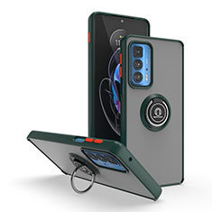 Custodia Silicone e Plastica Opaca Cover con Magnetico Anello Supporto S04 per Motorola Moto Edge S Pro 5G Verde Notte