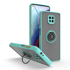 Custodia Silicone e Plastica Opaca Cover con Magnetico Anello Supporto S04 per Motorola Moto G Power (2021) Ciano