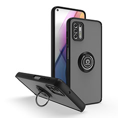 Custodia Silicone e Plastica Opaca Cover con Magnetico Anello Supporto S04 per Motorola Moto G Stylus (2021) Nero