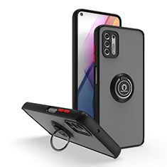 Custodia Silicone e Plastica Opaca Cover con Magnetico Anello Supporto S04 per Motorola Moto G Stylus (2021) Rosso e Nero
