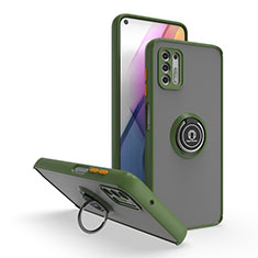 Custodia Silicone e Plastica Opaca Cover con Magnetico Anello Supporto S04 per Motorola Moto G Stylus (2021) Verde
