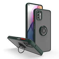 Custodia Silicone e Plastica Opaca Cover con Magnetico Anello Supporto S04 per Motorola Moto G Stylus (2021) Verde Notte