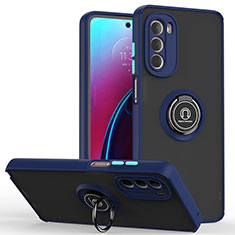 Custodia Silicone e Plastica Opaca Cover con Magnetico Anello Supporto S04 per Motorola Moto G Stylus (2022) 5G Blu