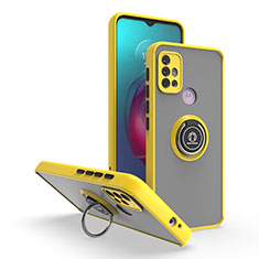 Custodia Silicone e Plastica Opaca Cover con Magnetico Anello Supporto S04 per Motorola Moto G10 Giallo