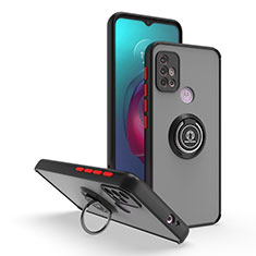 Custodia Silicone e Plastica Opaca Cover con Magnetico Anello Supporto S04 per Motorola Moto G10 Power Rosso e Nero