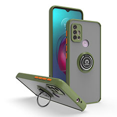 Custodia Silicone e Plastica Opaca Cover con Magnetico Anello Supporto S04 per Motorola Moto G10 Power Verde