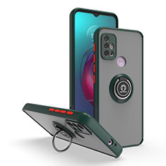 Custodia Silicone e Plastica Opaca Cover con Magnetico Anello Supporto S04 per Motorola Moto G10 Verde Notte