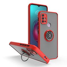 Custodia Silicone e Plastica Opaca Cover con Magnetico Anello Supporto S04 per Motorola Moto G20 Rosso