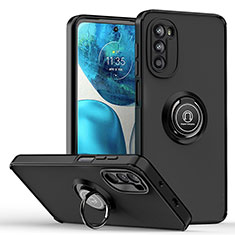 Custodia Silicone e Plastica Opaca Cover con Magnetico Anello Supporto S04 per Motorola Moto G71s 5G Nero