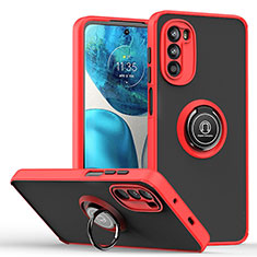 Custodia Silicone e Plastica Opaca Cover con Magnetico Anello Supporto S04 per Motorola Moto G82 5G Rosso