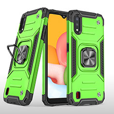 Custodia Silicone e Plastica Opaca Cover con Magnetico Anello Supporto S04 per Samsung Galaxy A01 SM-A015 Verde