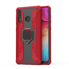 Custodia Silicone e Plastica Opaca Cover con Magnetico Anello Supporto S04 per Samsung Galaxy M10S Rosso