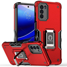 Custodia Silicone e Plastica Opaca Cover con Magnetico Anello Supporto S05 per Motorola Moto G 5G (2022) Rosso