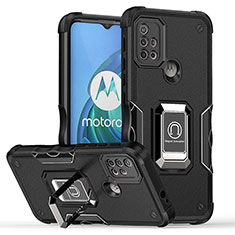 Custodia Silicone e Plastica Opaca Cover con Magnetico Anello Supporto S05 per Motorola Moto G10 Nero