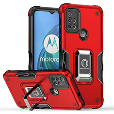 Custodia Silicone e Plastica Opaca Cover con Magnetico Anello Supporto S05 per Motorola Moto G10 Rosso