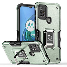 Custodia Silicone e Plastica Opaca Cover con Magnetico Anello Supporto S05 per Motorola Moto G30 Verde