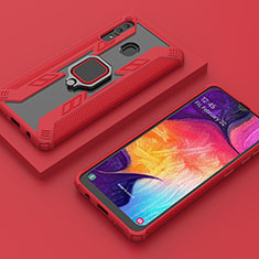 Custodia Silicone e Plastica Opaca Cover con Magnetico Anello Supporto S05 per Samsung Galaxy A20 Rosso