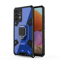 Custodia Silicone e Plastica Opaca Cover con Magnetico Anello Supporto S05 per Samsung Galaxy A32 5G Blu