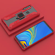 Custodia Silicone e Plastica Opaca Cover con Magnetico Anello Supporto S05 per Samsung Galaxy A9 (2018) A920 Rosso