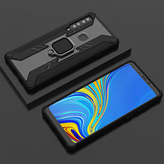 Custodia Silicone e Plastica Opaca Cover con Magnetico Anello Supporto S05 per Samsung Galaxy A9s Nero