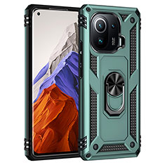 Custodia Silicone e Plastica Opaca Cover con Magnetico Anello Supporto S05 per Xiaomi Mi 11 Pro 5G Verde