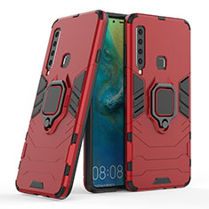 Custodia Silicone e Plastica Opaca Cover con Magnetico Anello Supporto S06 per Samsung Galaxy A9 Star Pro Rosso