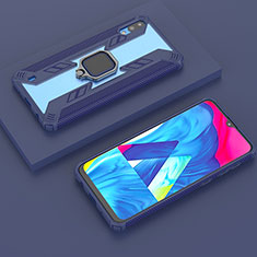 Custodia Silicone e Plastica Opaca Cover con Magnetico Anello Supporto S06 per Samsung Galaxy M10 Blu
