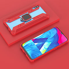 Custodia Silicone e Plastica Opaca Cover con Magnetico Anello Supporto S06 per Samsung Galaxy M10 Rosso