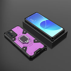 Custodia Silicone e Plastica Opaca Cover con Magnetico Anello Supporto S07 per Oppo Reno6 Z 5G Viola