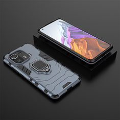 Custodia Silicone e Plastica Opaca Cover con Magnetico Anello Supporto S07 per Xiaomi Mi 11 Pro 5G Blu