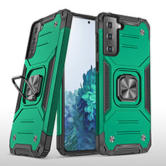 Custodia Silicone e Plastica Opaca Cover con Magnetico Anello Supporto T04 per Samsung Galaxy S21 5G Verde