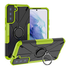 Custodia Silicone e Plastica Opaca Cover con Magnetico Anello Supporto T08 per Samsung Galaxy S21 5G Verde