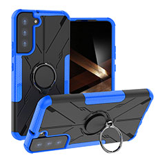 Custodia Silicone e Plastica Opaca Cover con Magnetico Anello Supporto T08 per Samsung Galaxy S24 5G Blu