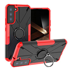 Custodia Silicone e Plastica Opaca Cover con Magnetico Anello Supporto T08 per Samsung Galaxy S24 5G Rosso