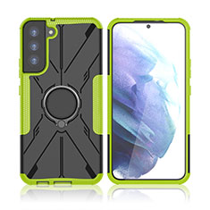Custodia Silicone e Plastica Opaca Cover con Magnetico Anello Supporto T09 per Samsung Galaxy S21 FE 5G Verde