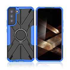 Custodia Silicone e Plastica Opaca Cover con Magnetico Anello Supporto T09 per Samsung Galaxy S24 Plus 5G Blu