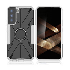 Custodia Silicone e Plastica Opaca Cover con Magnetico Anello Supporto T09 per Samsung Galaxy S24 Plus 5G Grigio